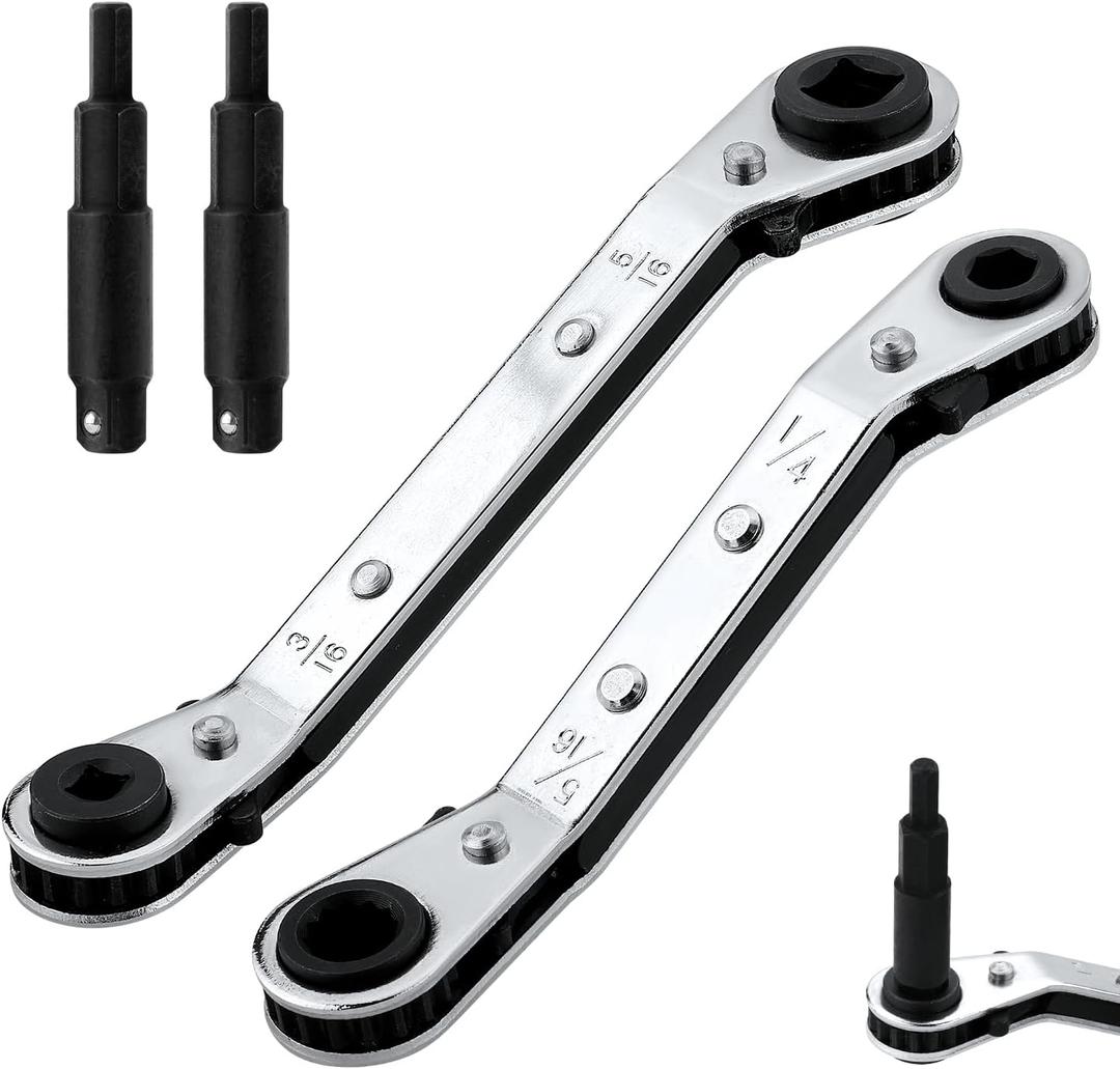 4 x 2pcs Large & Small CT122 Hvac Service Wrench, AC Refrigeration Wrench with 2 CT-122E Screw Conversion Adapter Square Ratchet Wrench for Daily Home Repairing Tool