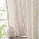 jinchan Winslow Linen Curtains for Bedroom 90 Inches Length Embroidered Bordered Floral Curtains for Living Room Farmhouse Decor Light Filtering Window Treatments Ivory on Beige Drapes 2 Panels