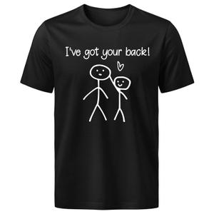Men's Graphic T-Shirts Short Sleeve Crewneck Tees I Got Your Back Stick Figure Graphic Funny T Shirt(1006) (Black, XXL)