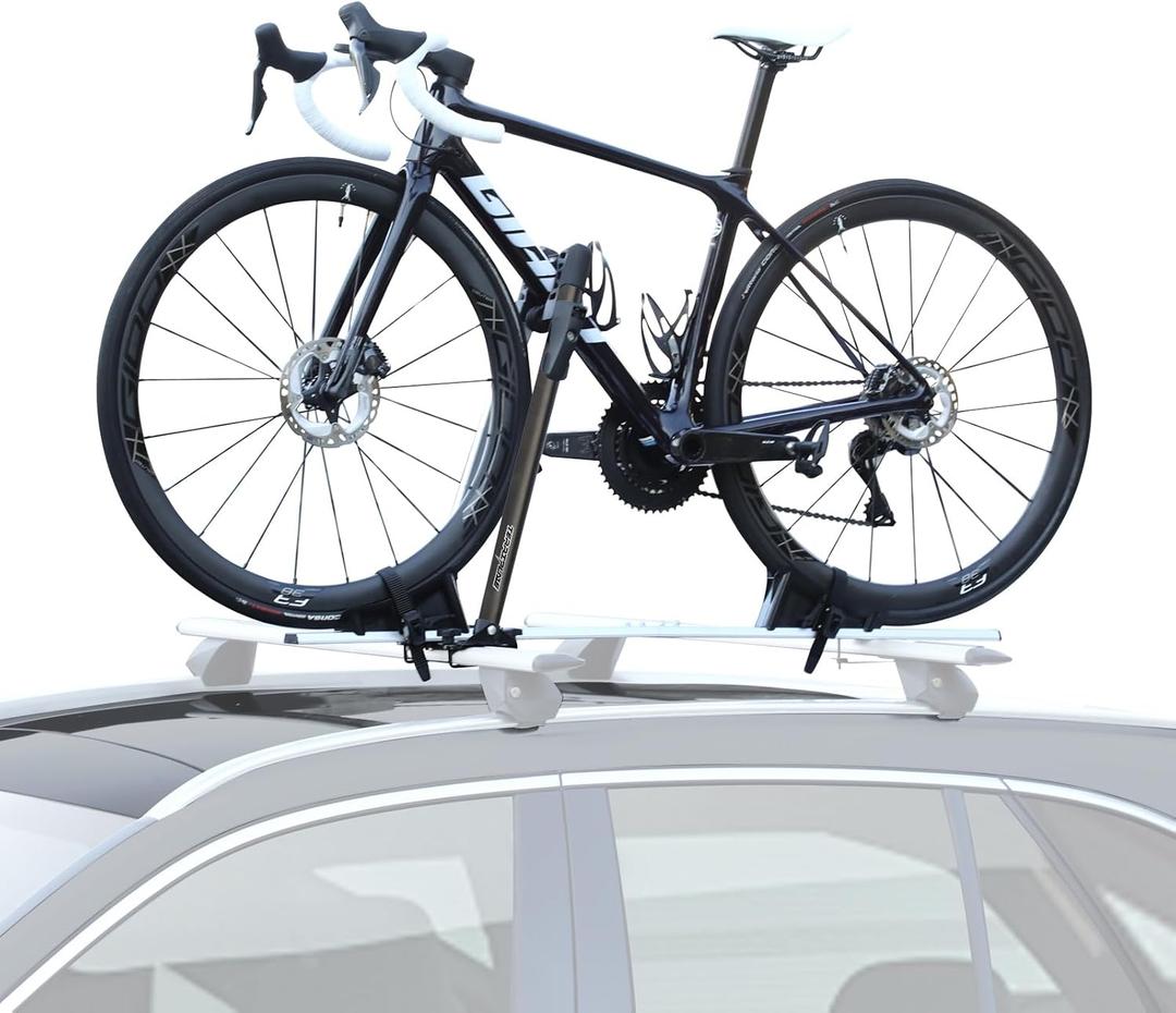 Roof Bike Rack Mount, Foldable Upright Bicycle Carrier, Lightweight Aluminum Bike Rack with Secure Locking, 1-Bike Rooftop Carrier for Car/SUV, Black (GRAY)