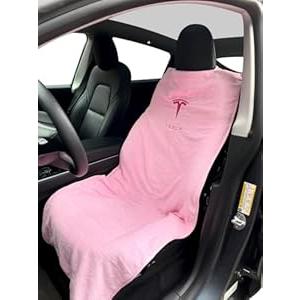 Piora Compatible with Tesla Model Y Juniper/3/X/S Premium Towel Car Seat Cover  Waterproof & Machine Washable  Seat Protector for Dog, Pets, Sweat from The Gym (Pink)