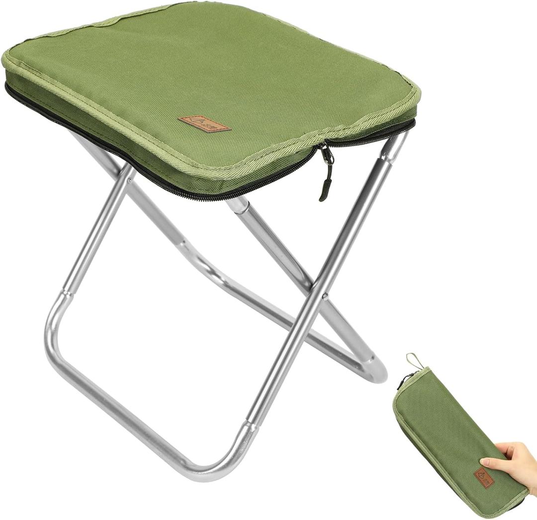 Camping StoolPortable Foldable Stool aldult Collapsible Stool Chairs Fishing for Outdoor Hiking 300 LBS Load (Green-1pc)