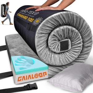 Floor GAIALOOP Memory Foam Futon Mattress Car Camping Bed Glamping Roll Up Mattress, Japanese Floor Sleeping Mat Camp Cot Mattress Pad Travel Guest Side Sleepers Space Gray [Cot: 72 * 24 * 3"]