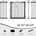54.7"-60.2" Extra Wide Baby Gate for Doorways Hallways, 30 in Tall Dog Gates with Door No Drill, Auto Close Child Safety Gate for Pet Kid Doggie Cat Proof, Large Long Dog Barrier Indoor House, Black