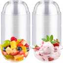 Qeirudu 10 oz Small Clear Plastic Bowls, 100 Pack Disposable Hard Plastic Party Serving Bowls for Salads, Ice Creams, Fruit, Desserts, Parfaits, Snacks