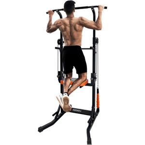 ONETWOFIT Foldable Power Tower Pull Up Bar Station, Multi-Function Adjustable Height Pull Up Dip Station for Home Gym Workout, Strength Training Fitness Equipment, Pull Up Stand 360LBS/Pro 400LBS/Pro Max 600LBS/360LBS Assistive Trainer