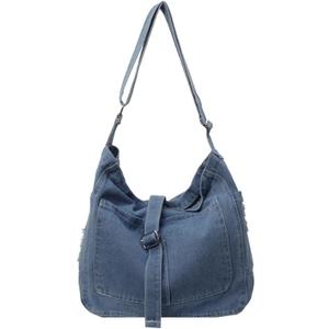 Women's Retro Large Canvas Denim Shoulder Bag Denim Crossbody Handbags Casual Style Lightweight Tote Purse