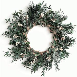 18'' Nature Eucalyptus Wreath - for Front Door, Porch, Window - Home & Farmhouse Decor - Suitable for Spring, Summer, Fall, All Seasons