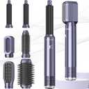 6 in 1 Hair Dryer Brush, Detachable Air Styler, Blow Dryer Brush 3 Heat Settings Frizz-Free Drying, Volumizing, Straightening, Curling for Travel & Home Styling (Blue-Pink)