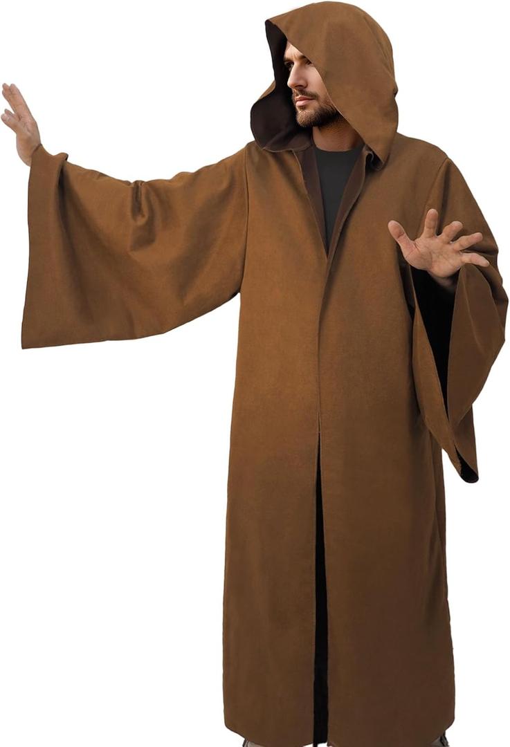 Adult Unisex Tunic hooded Costume | Cosplay Cloak |Knight hood | Halloween Robe Outfits | Cool Fancy Wizard Carnival Cape (XL)