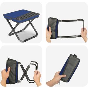 2-in-1 Collapsible Camping Stool & Sling Bag / 220LB Load Capacity Folding Portable Fishing Stool/Collapsible Stool for Camping, Hiking, Fishing, Gardening & Beach Outdoor Activities (Large, Blue)