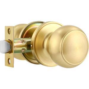 Karlstone 1 Pack Passage Door Knob, Gold Door Knob Closet,Door Handle No Key for Hallway and Brass Door Knobs, Round Gold Door Handles
