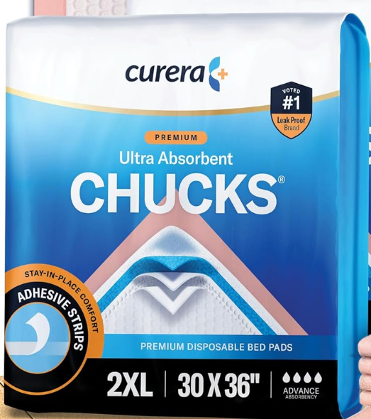 Curera Chucks Premium Disposable Underpads 30”x36” [25 Count] Ultra Absorbent Chux Incontinence Bed Pads Disposable Adult with Adhesive Tape, Pee Pads Pet Training Pads XX-Large 30x36 Bulk Pack