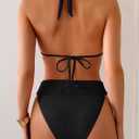 TASHEHE Women's Triangle Ruched Bikini Set Sexy Two Piece Swimsuit Halter Sliding Rings Bathing Suit (Black, L)