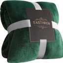 TASTHROW Large Flannel Fleece Throw Blanket, 60×80 Inch - Cozy Lightweight Thick Blanket - All Seasons Suitable for Women, Men and Kids (Dark Green)