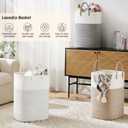 Laundry Basket,Woven Cotton Rope Laundry Hamper,Versatile Storage for Dirty Clothes,Baby Toys,and Blankets in Bathroom, Nursery,and Living Room (Brown, 60L)