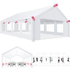 COBIZI 20x20ft Party Tent Heavy Duty with 8 Sidewalls, Wedding and Event Canopy & Carport, Carpas para Fiestas with Built-in Sandbag, Waterproof, UV50+, White