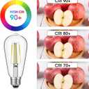 Gozelux Vintage LED Edison Bulbs, 6W, Equivalent 60W, High Brightness Daylight 5000K, ST58 Antique LED Filament Bulbs with 90+ CRI, E26 Medium Base, Dimmable, Clear Glass, Pack of 6