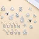 Silver Shoe Charms for Sneakers,Bling Shoe Lace Jewelry for Girls,Junk Socks Charms Kit