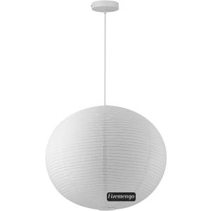 Large Rice Paper Pendant Light Kit, 23.6in White Globe Paper Lantern Lights, E26 Base, Japanese Hanging Lantern Lamp Japandi Chandelier for Dining Room Bedroom Office Living Room