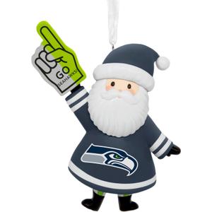 Hallmark NFL Seattle Seahawks Santa Fan Christmas Ornament, Gifts for Sports Fans