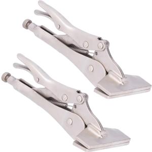 2Pcs Flat Locking Pliers, 8in Adjustable Locking Sheet Metal Clamps Steel Flat Head Vise Locking Grip Pliers Multifunctional