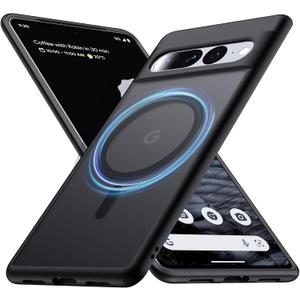 Magnetic for Google Pixel 7 Pro Case [Compatible with MagSafe][Anti-Fingerprint][Slim Fit][Military Shockproof] Translucent Matte Hard Back Pixel 7 Pro 5G Phone Cover 6.7, Black