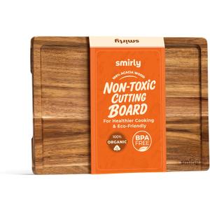 SMIRLY Bamboo Cutting Board Set, Chopping Board and Wooden Cutting Boards for Kitchen, Small Wood Cutting Board and butcher block (Acacia Wood, 1 Pack)