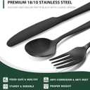 Hiware 48-Piece Matte Black Silverware Set with Steak Knives, Black Flatware Set for 8, Stainless Steel Tableware Cutlery Set, Utensil Sets for Kitchen