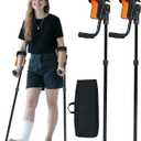 Forearm Crutches for Adults, 3-Angle Adjustable Elbow & Height, Lightweight Foldable Aluminum Crutches with Non-Slip Straps for Elderly, Post-Surgery & Disabled (Pair)