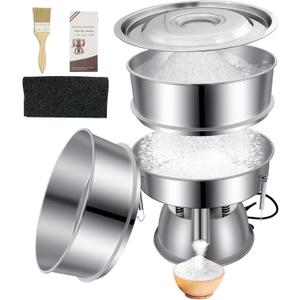 Automatic Powder Sifter Machine 10 Mesh 60 Mesh Automatic Sieve Shaker Vibrating Machine 110V Stainless Steel Sieve Shaker Machine with 2 Screens,Sieve Shaker Machine for Flour Powders