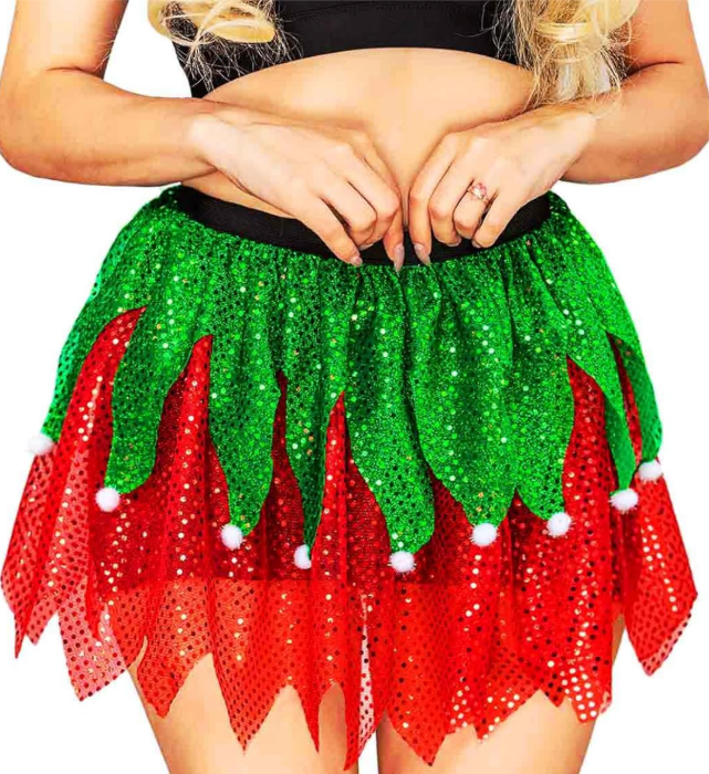 TWINKLEDE Sparkle Running Skirts Sequin Run Skirt Irregular Sparkly Runing Skirt Glitter Run Costume for Women and Girls One Size(50 Short)