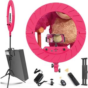 Ring Light 18 INCH Kit,55W6700k Dimmable LED Light, Tripod Stand, Remote Controller,Box for Camera,Smartphone,YouTube,TikTok,Self-Portrait Shooting,CRI95 (Rec(Red Like Kumame B-e-a-r))