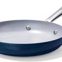 CookinCraze Nonstick Ceramic Frying Pan 10 Inch Induction Compatible - Non Toxic, PTFE/PFOA/PFAS Free, Oven & Dishwasher Safe up to 500F - Non Stick Small Skillet with Stay-Cool Handle - Navy Blue