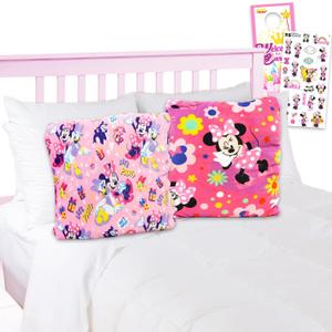 Disney Minnie Mouse Decorative Pillow Set - Bundle of 13" Plush Cuddle Pillow for Kid Bedroom Accessories Plus Stickers, More | Minnie Accessories Set