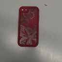 for iPhone SE/8/7 Case, Creative Butterfly Pattern Design for Girl Women, Soft Silicone Shockproof Anti-Scratch Protection Phone Cover for iPhone SE/8/7 (Burgundy Red Butterfly)