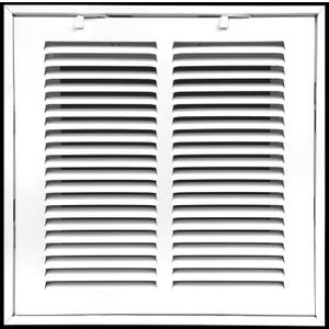 HVAC Premium 8" X 8" Steel Return Air Filter Grille for 1" Filter - Fixed Hinged - HVAC DUCT COVER - Flat Stamped Face - White [Outer Dimensions: 10 5/8"w X 10 5/8"h]