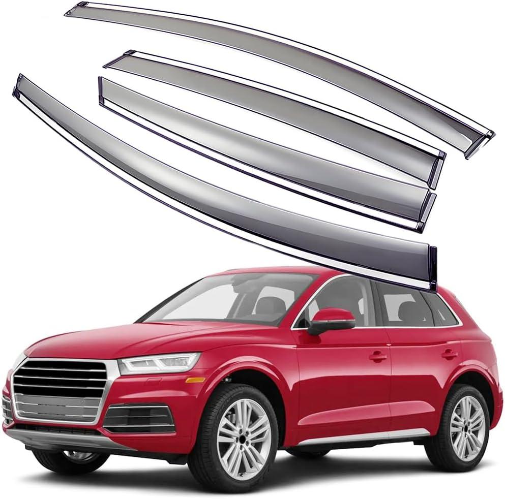Window Visors Rain Guards Compatible with Audi Q5 2018-2024 | Wind Deflectors, Sun Shield Visors, Tape-On, Set of 4 (Not for Q5 Sportback)