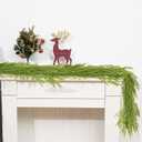 1PCS 9FT Christmas Norfolk Garland Decorations, Faux Pine Garland Outdoor, Artificial Unlit Green Garlands, Christmas Mantel Decoration Indoor, Thick Greenery Xmas Decor in The Winter