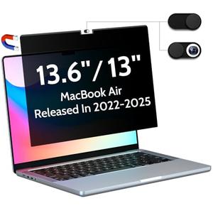 Peslv Magnetic Privacy Screen for Macbook Air 13.6/13 Inch (2022-2025, M2, M3, M4), Removable Matte Anti Glare Blue Light Protector Private Security Filter for 13.6inch Mac Laptop Computer Peslv Magnetic Privacy Screen for Macbook Air 13.6/13 Inch (2022-2025, M2, M3, M4), Removable Matte Anti Glare Blue Light Protector Private Security Filter for 13.6inch Mac Laptop Computer
