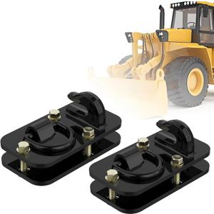 2 Pack 3/8" Tractor Bucket Hooks with Tie Down Ring - Grade 70 Forged Steel Bolt-On Grab Hook with Backing Plate, Max Load 15,000 lbs, Compatible with Kubota, John Deere, RV, UTV, Truck, Black
