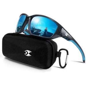 suoso Sports Polarized Sunglasses for Men: Womens UV400 Protection Sun Glasses Wrap Around Goggles for Fishing Driving TR90 (C01-blue)