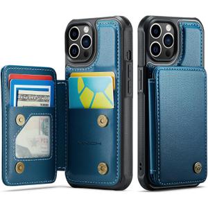 Vinich for iPhone 12 Pro Max Wallet Case with Card Holder, RFID Blocking Credit Slots Kickstand Shockproof Phone Cover for Women Men, Blue