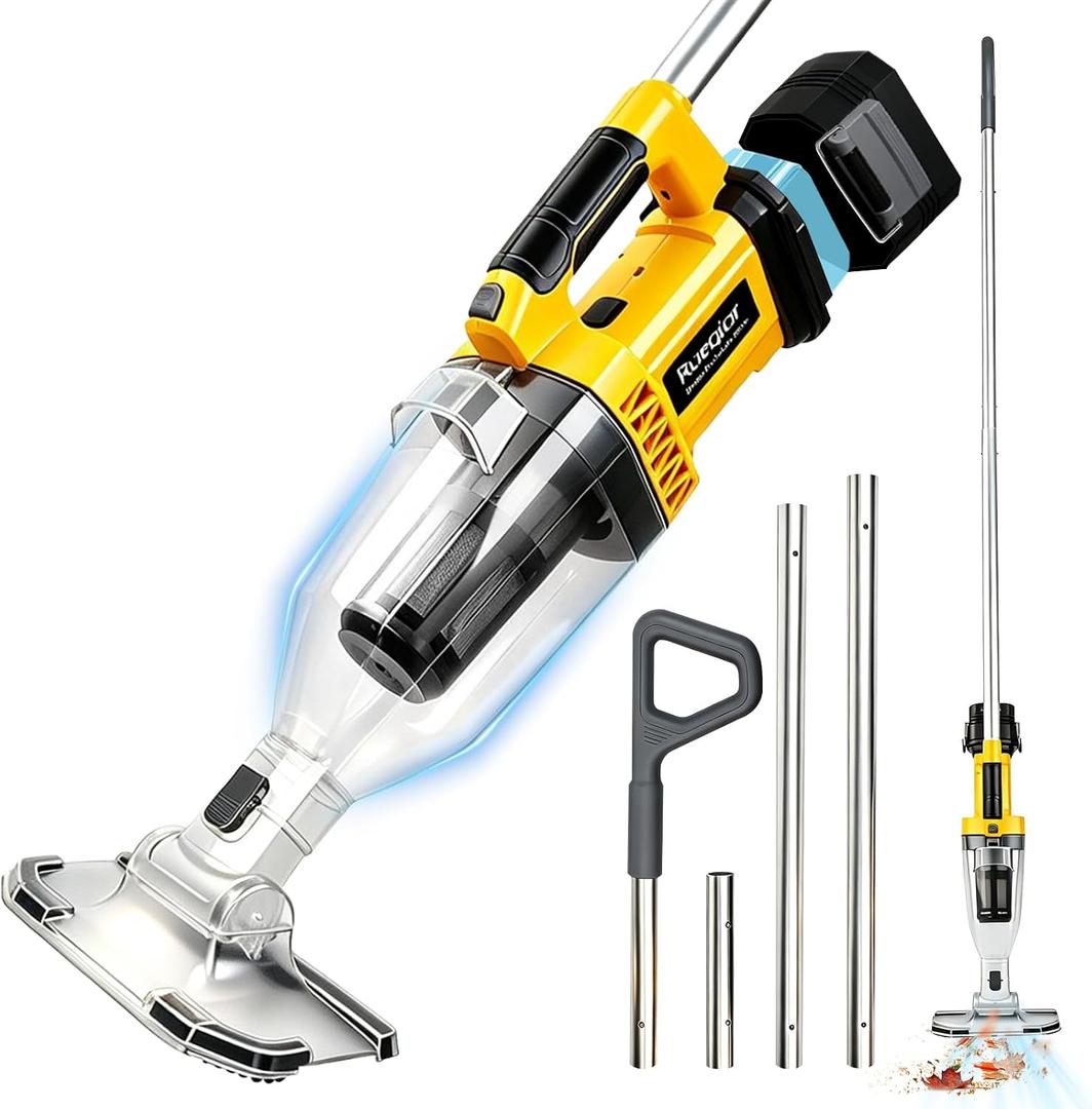 Pool Vacuum for Above Ground Pool Compatible with Dewalt 20V Battery, Cordless Pool Cleaner with 86' Extension Pole, 18.5 GPM Beast-Level Suction Efficient Leaf and Debris Removal (Tool Only)
