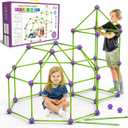 Fort Building Kit for Kids,STEM Construction Toys, Educational Gift for 3 4 5 6 7 8 9 10 11 12 Years Old Boys and Girls,Ultimate Creative Set for Indoor & Outdoors Activity,140 Pcs,Purple