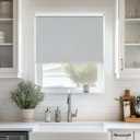 ChrisDowa Cordless 100% Blackout Roller Shade, with Striped Jacquard, Thermal Insulated, UV Protection Fabric, Total Blackout Blinds for Window, French Doors, Home and Office. Light Grey, 57"W x 72"H