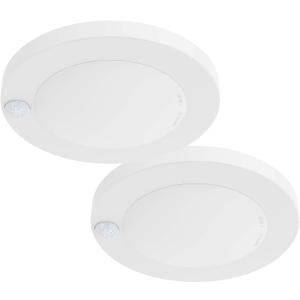 ZAGO LED 6" 120 Volts Closet Light Wired, PIR Motion Sensor Ceiling Disc Light, 15W, 1100 Lumens, CRI>80, 5000K Daylight White for Closet, Laundry, Garage, Pantry, Wet Location, ETL, White, 2 Packs