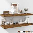 Fun Memories Floating Shelves - 2 Pack 12 Inch Rustic Wooden Wall Shelves - Extra Deeper & Thicker Wall Mounted Storage Shelf for Living Room, Kitchen, Farmhouse - 36" W x 12" D x 1.8" H - Brown