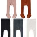 CECORC Baby Girls Tights Toddler Cable Knit Leggings Thick Cotton Infant Stockings Pantyhose 1-10T (5 Pack (Black/White/Lightpink/Redbrown/Darkgrey))