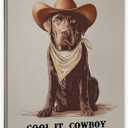 PHAMTE Western Cowboy Black Labrador Retriever Dog Wall Art Decor Canvas 11x14, Cowboy Black Lab Pictures Decorations, Western Dog Framed Prints Artwork for Bedroom Living Room Home Decor, 14x11inch